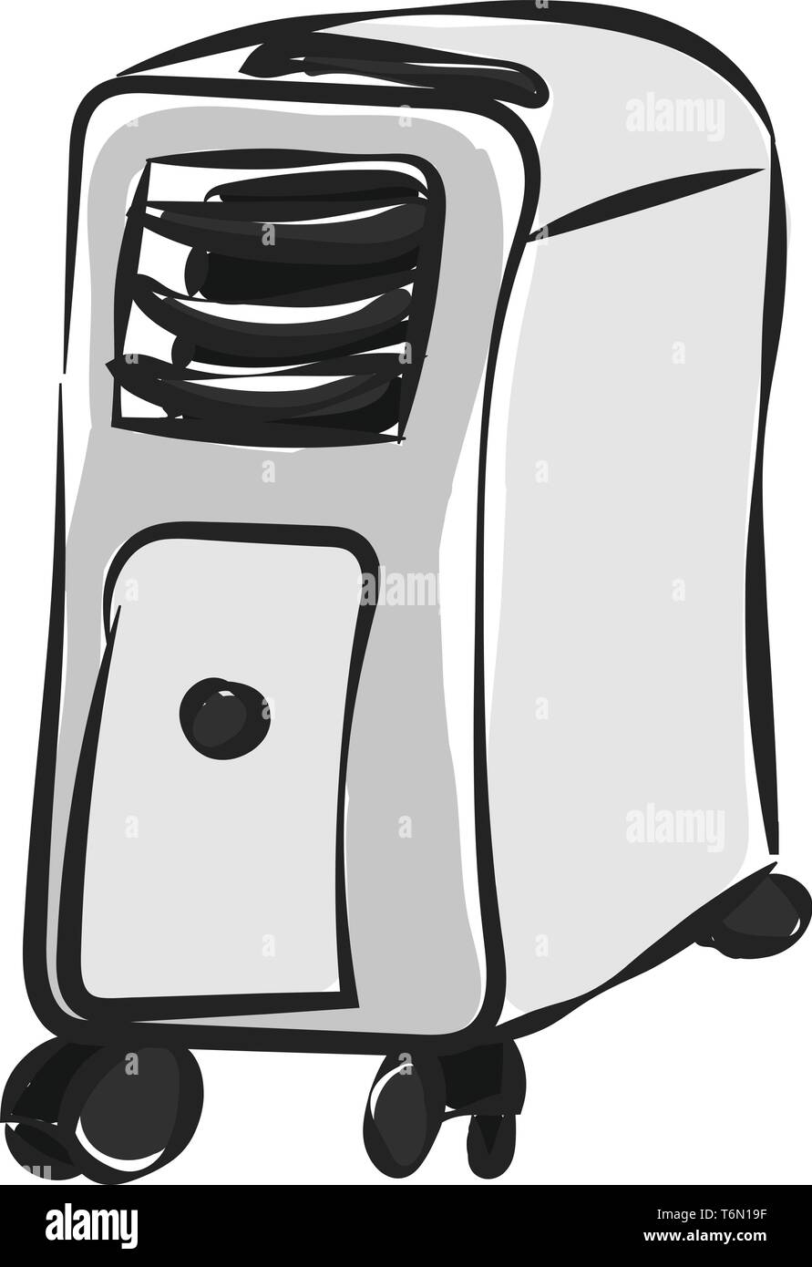 Un climatiseur avec les plaquettes et de refroidissement concepteur de chariots et d'entrée d'eau à l'endroit offre un look élégant couleur scénario drawi Illustration de Vecteur