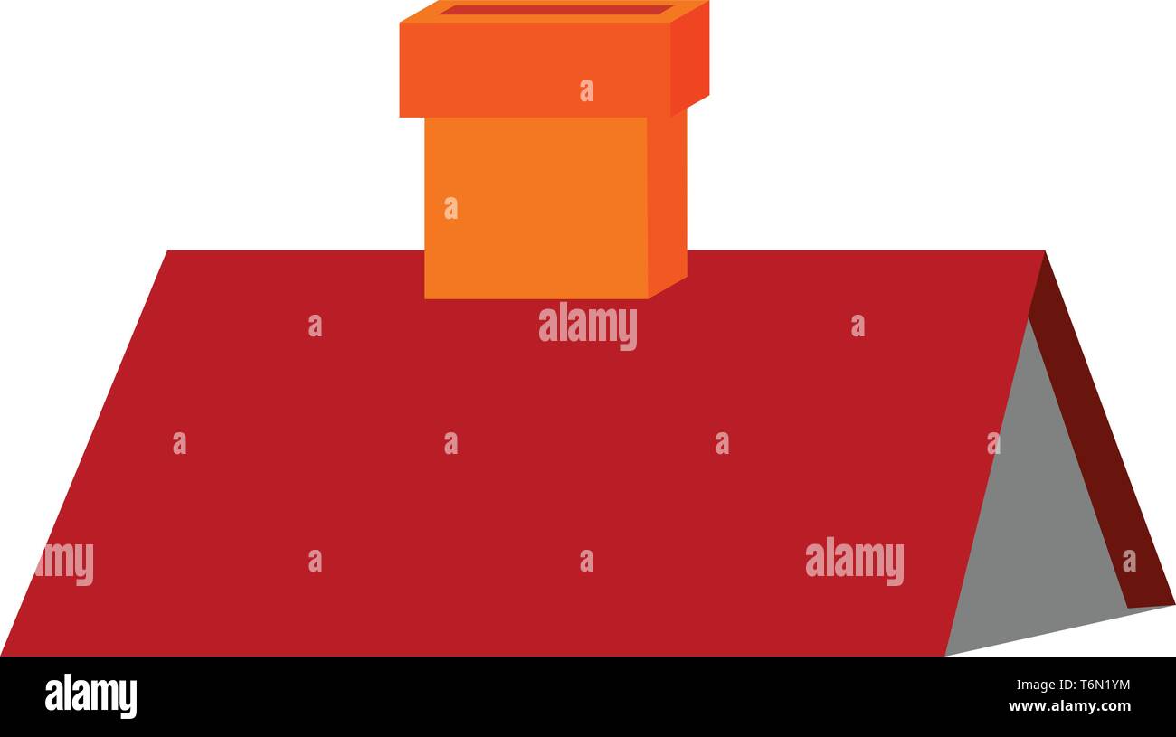 D'un clipart de couleur rouge avec un toit triangulaire de couleur orange rectangulaire cheminée pour échapper à la fumée et aux gaz de combustion jusqu'à un incendie ou la fournaise Illustration de Vecteur