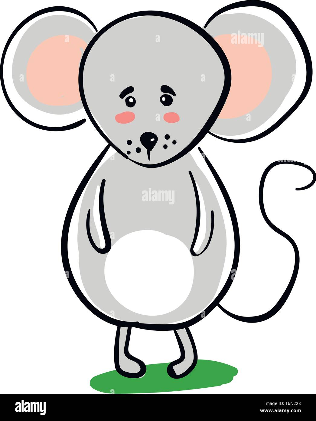 D'un clipart et gris souris couleur rose a un corps de forme ovale, en forme de queue noir s deux grandes oreilles et exprimer la tristesse alors que l'article sur le livre vert gra Illustration de Vecteur