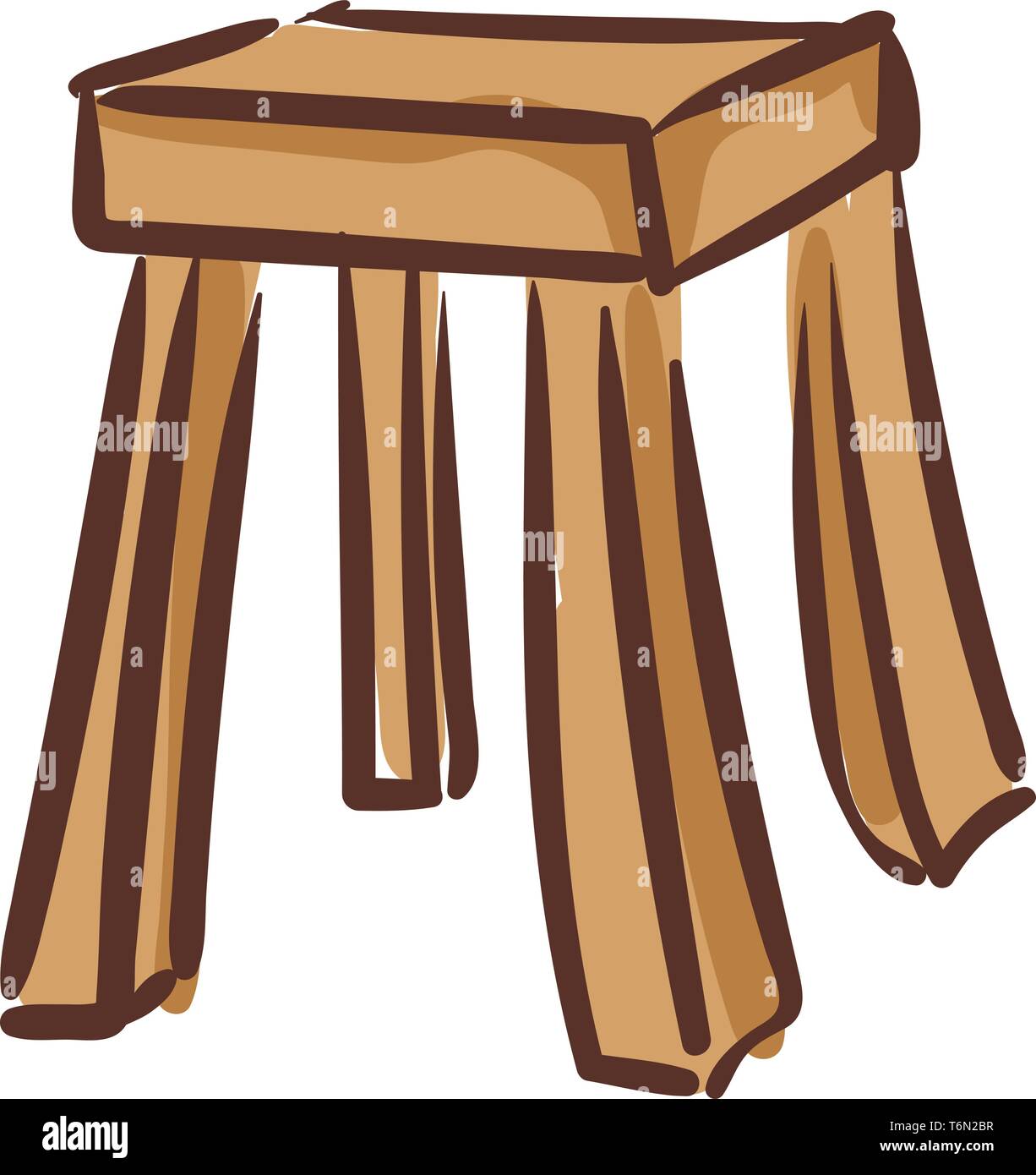 D'un clipart de couleur brun en bois tabouret avec quatre pieds et un siège adapté pour une seule personne de s'asseoir ou certains objets d'être placé sur le dessus Illustration de Vecteur