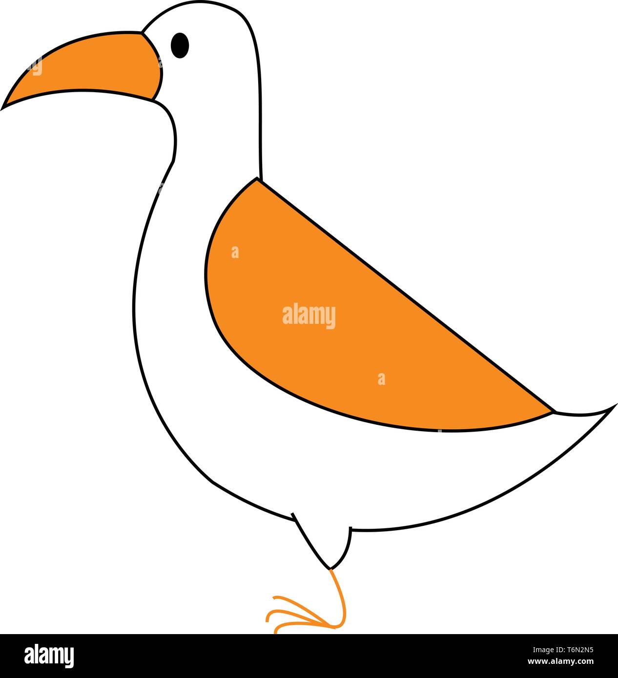 D'un clipart de couleur blanc avec oiseau plumage orange et le bec est effilé dans le seul vecteur Orange foot dessin en couleur ou de l'illustration Illustration de Vecteur