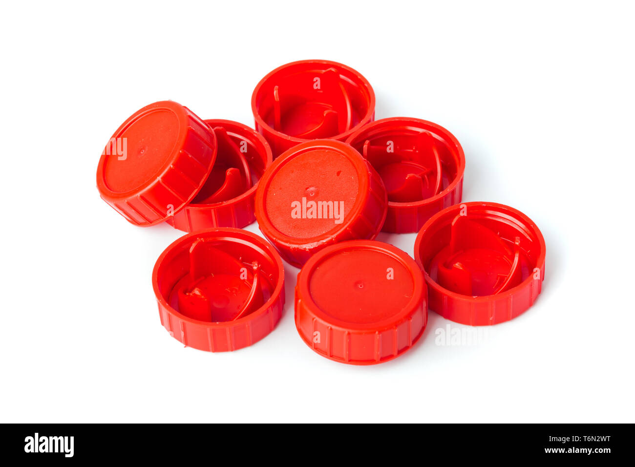 Bouchons de bouteille en plastique rouge Banque D'Images