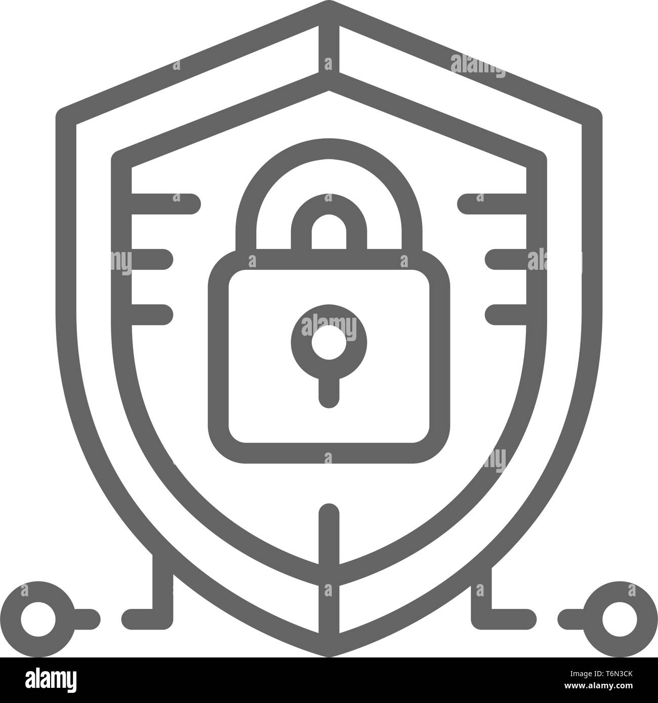 Antivirus, protection des données, l'icône de la ligne de sécurité cybernétique. Illustration de Vecteur