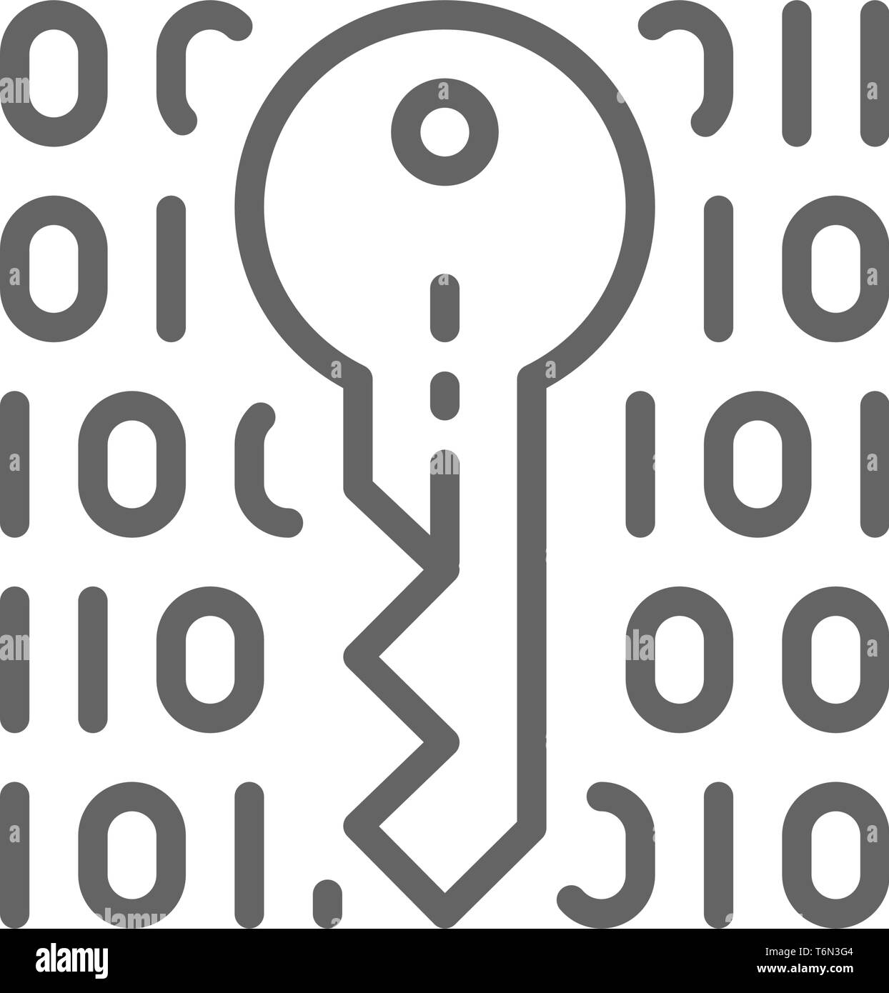 Clé privée, codage, cryptographie, l'icône de la ligne de sécurité cybernétique. Illustration de Vecteur