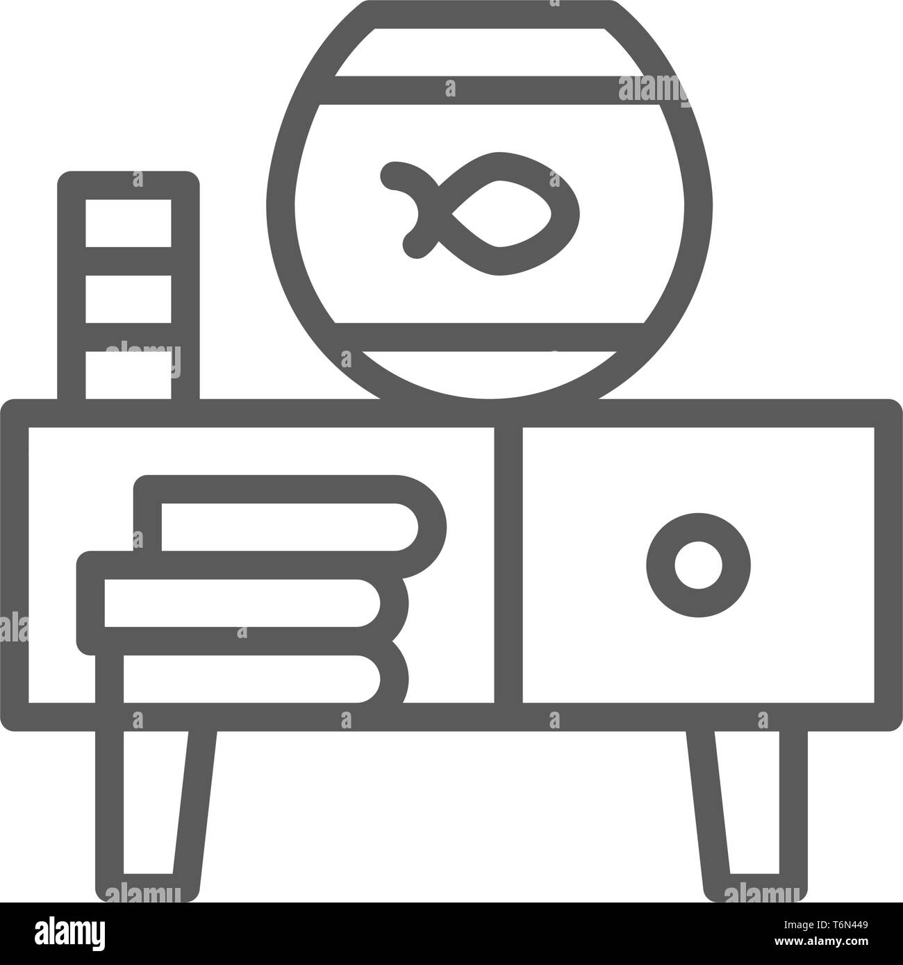 Aquarium sur l'icône de la ligne de nuit. Isolé sur fond blanc Illustration de Vecteur