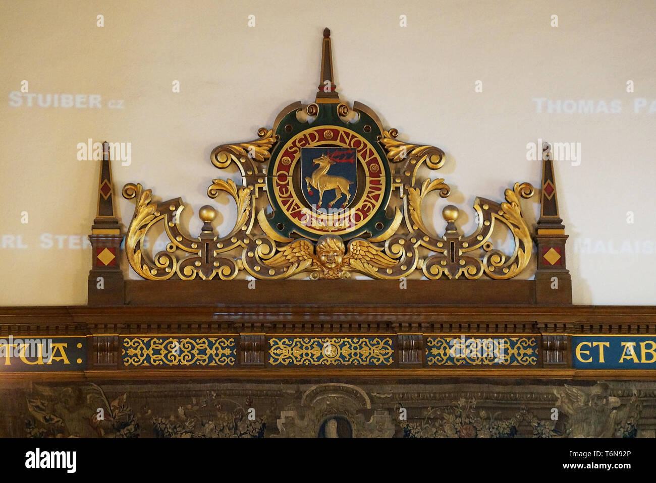 Toronto, Canada - 2010 2018 : partie de la décoration de l'hôtel de Strachan, la composante la plus importante de l'aile ouest de l'Université de Toronto Trinity Banque D'Images