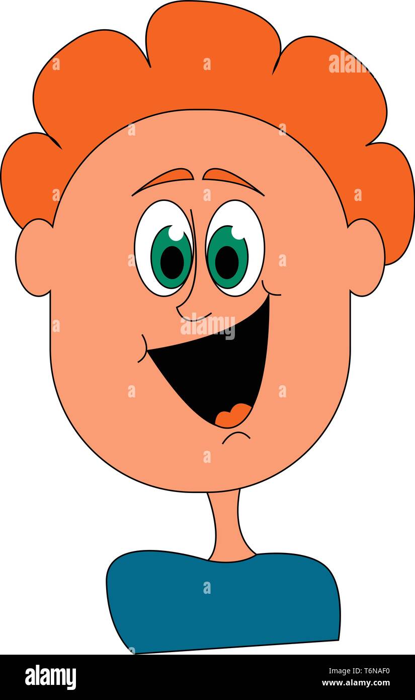 Un heureux garçon avec de grands yeux et un grand sourire vector dessin en couleur ou de l'illustration Illustration de Vecteur