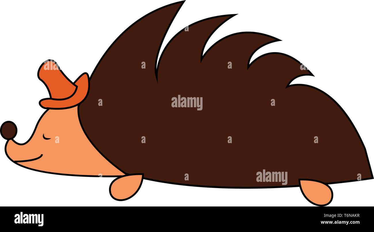 Un petit hérisson Mignon mignon avec une PAC qui dort dessin couleur ou de l'illustration vectorielle Illustration de Vecteur
