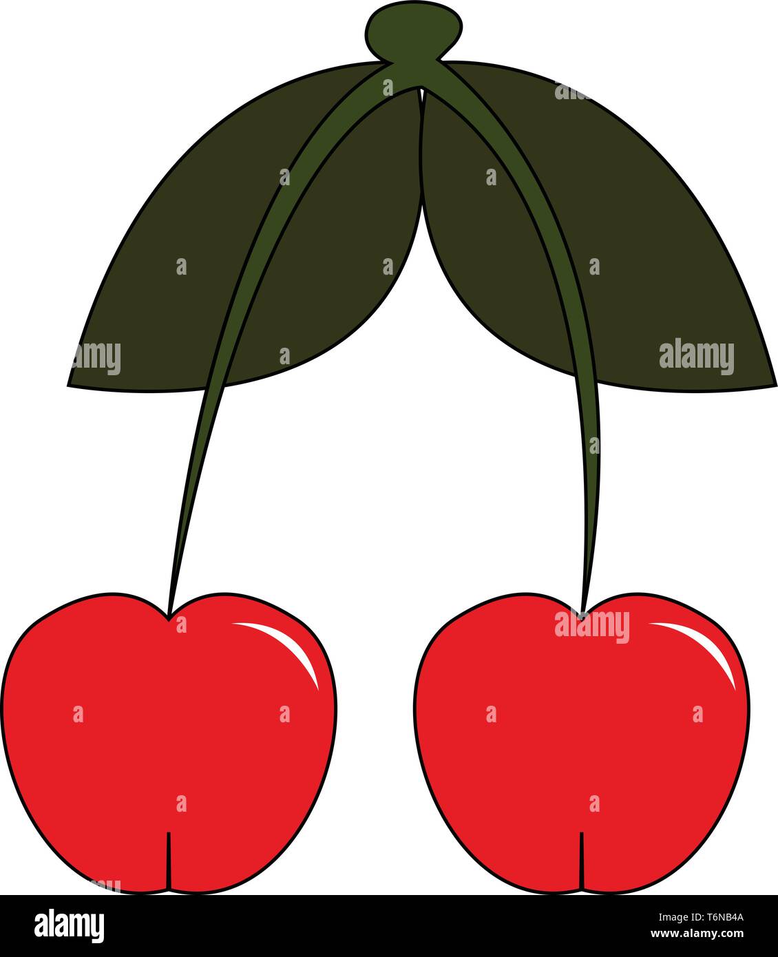 Deux cerises petit mignon vecteur de couleur rouge dans un dessin en ...