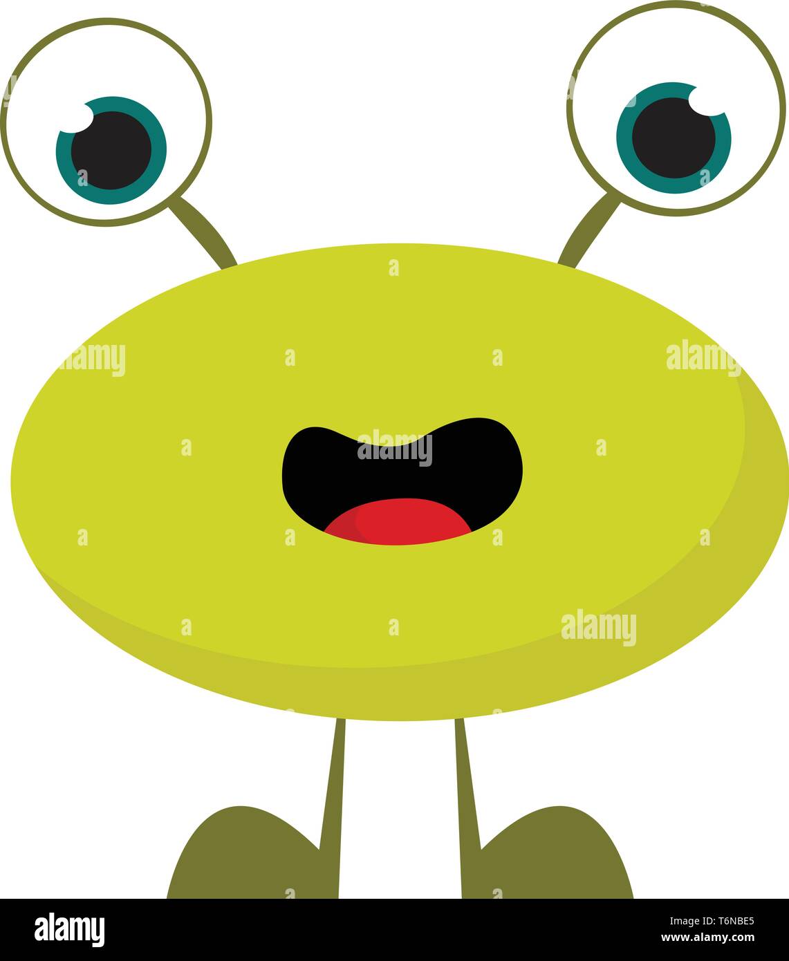 Un monstre de couleur verte avec la bouche ouverte mais les jambes sans mains vector dessin en couleur ou de l'illustration Illustration de Vecteur