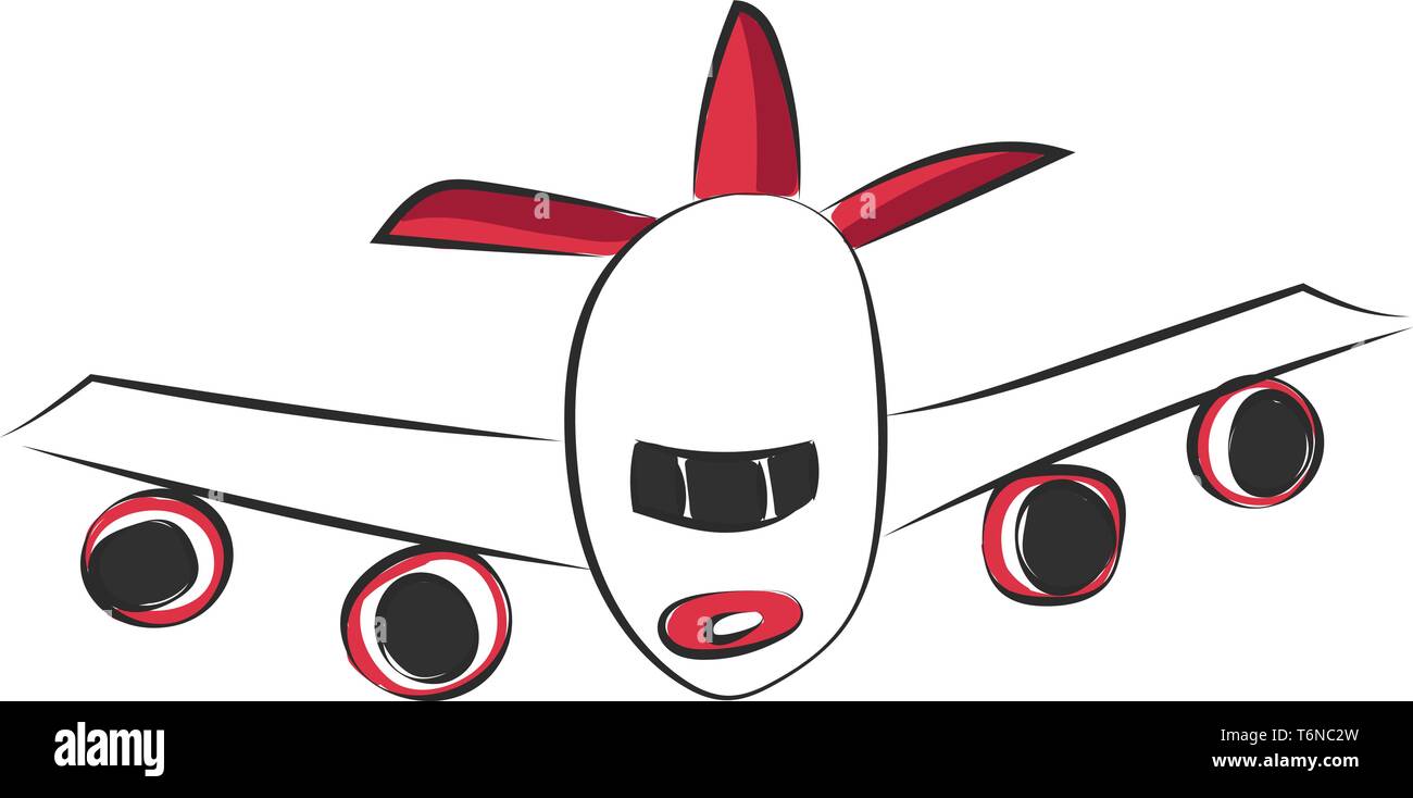 Vue de face d'un grand avion de passagers volant avec de grandes ailes de couleur ou de dessin vectoriel illustration Illustration de Vecteur