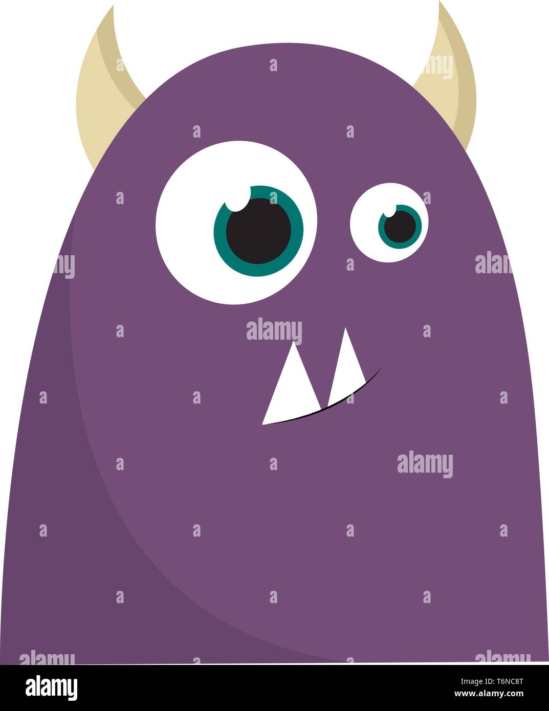 Un monstre violet avec une paire de cornes d'argent couleur sharp vector illustration ou dessin Illustration de Vecteur