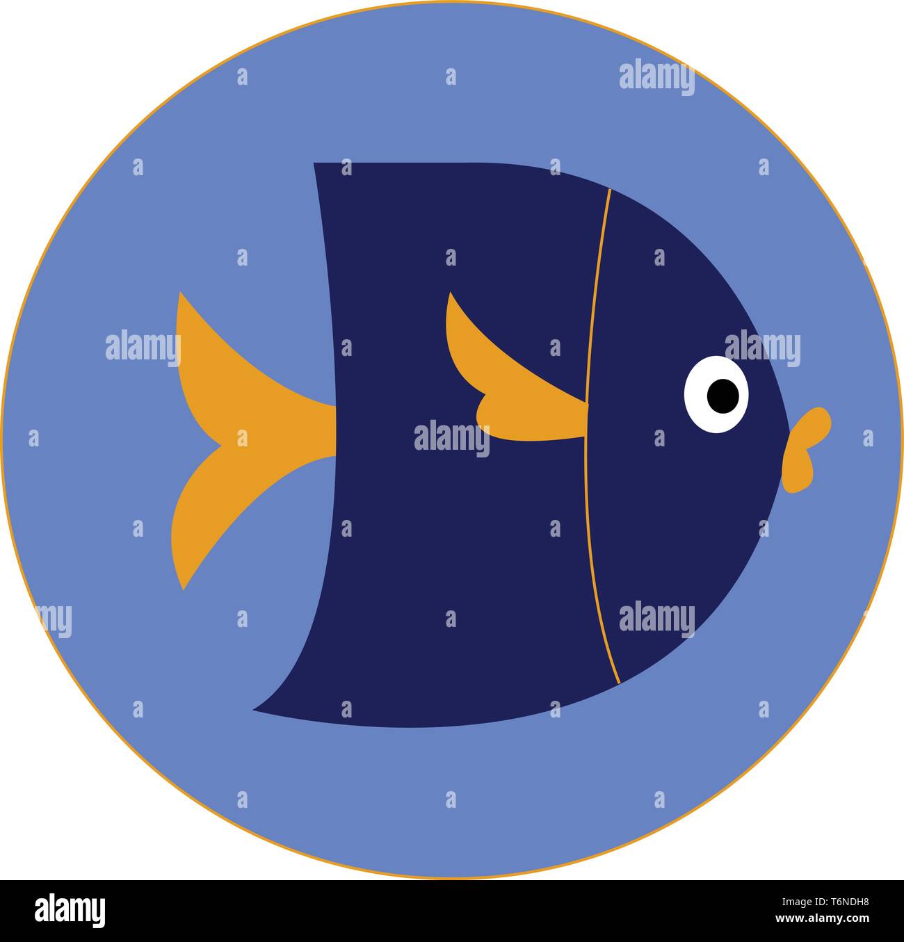 Le dessin minimaliste d'une série régulière de poisson de couleur bleu rouge blanc de la queue fourchue avec écailles et nageoires en forme d'ovale de couleur ou de dessin vectoriel illu Illustration de Vecteur