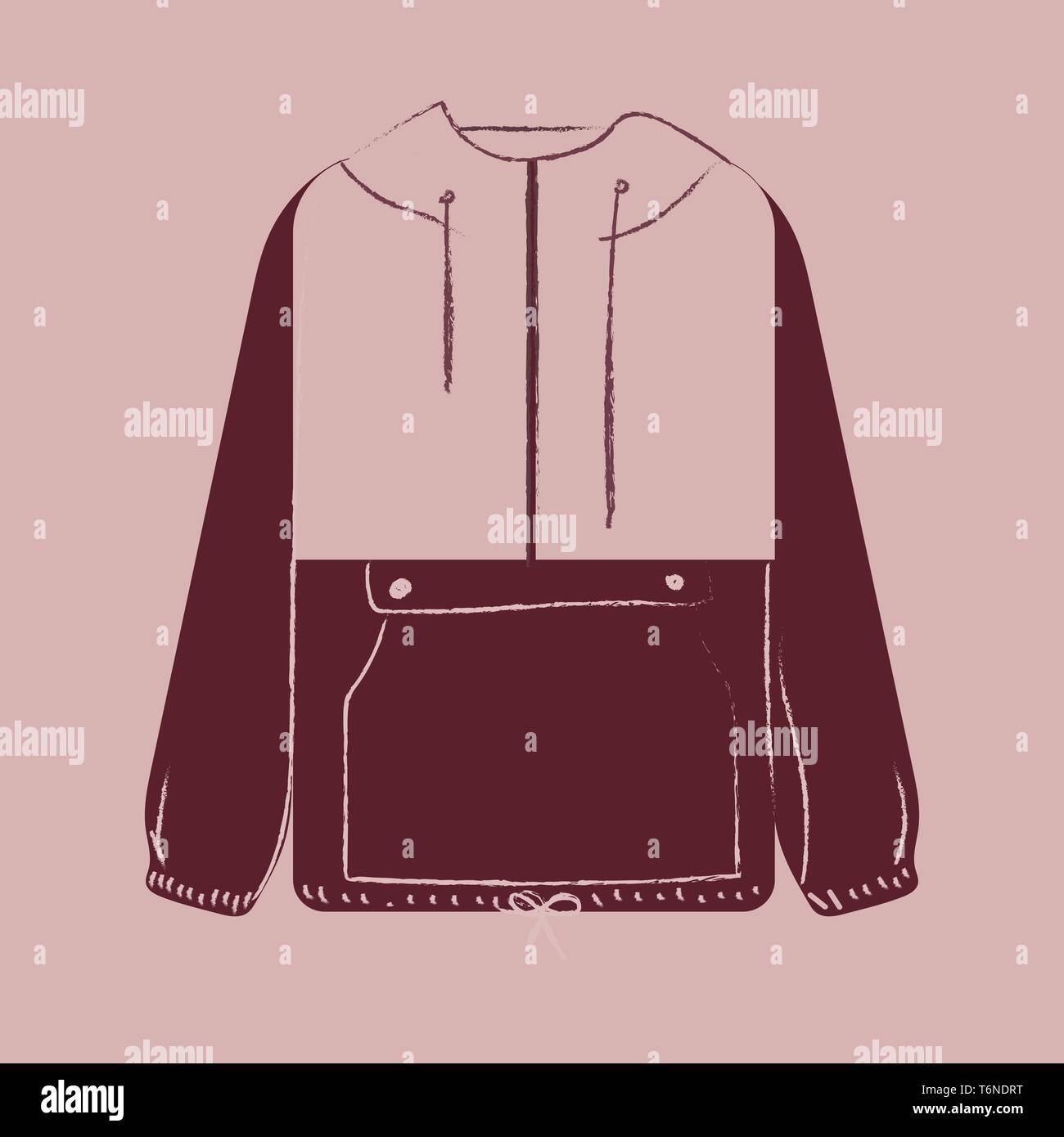 Portrait d'une vitrine de couleur marron avec boutons manteau blanc contraste tuyauterie panneaux cousues et détaillant au cours de l'arrière-plan couleur rose vecteur Illustration de Vecteur