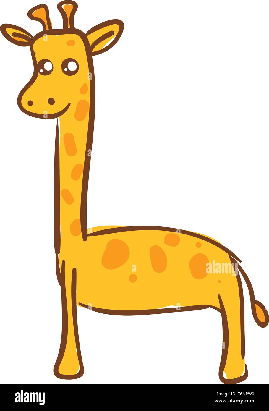 Dessin d'un mignon marron girafe avec deux cornes et correctifs rose sur son corps semble heureux tandis que l'article dessin couleur ou de l'illustration vectorielle Illustration de Vecteur