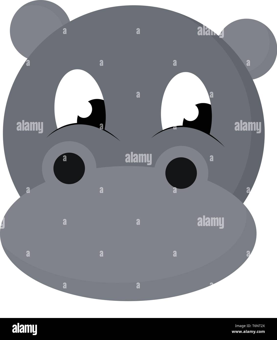 Portrait dessiné de l'hippopotame bébé de couleur grise avec deux yeux dévalé express tristesse vector dessin en couleur ou de l'illustration Illustration de Vecteur