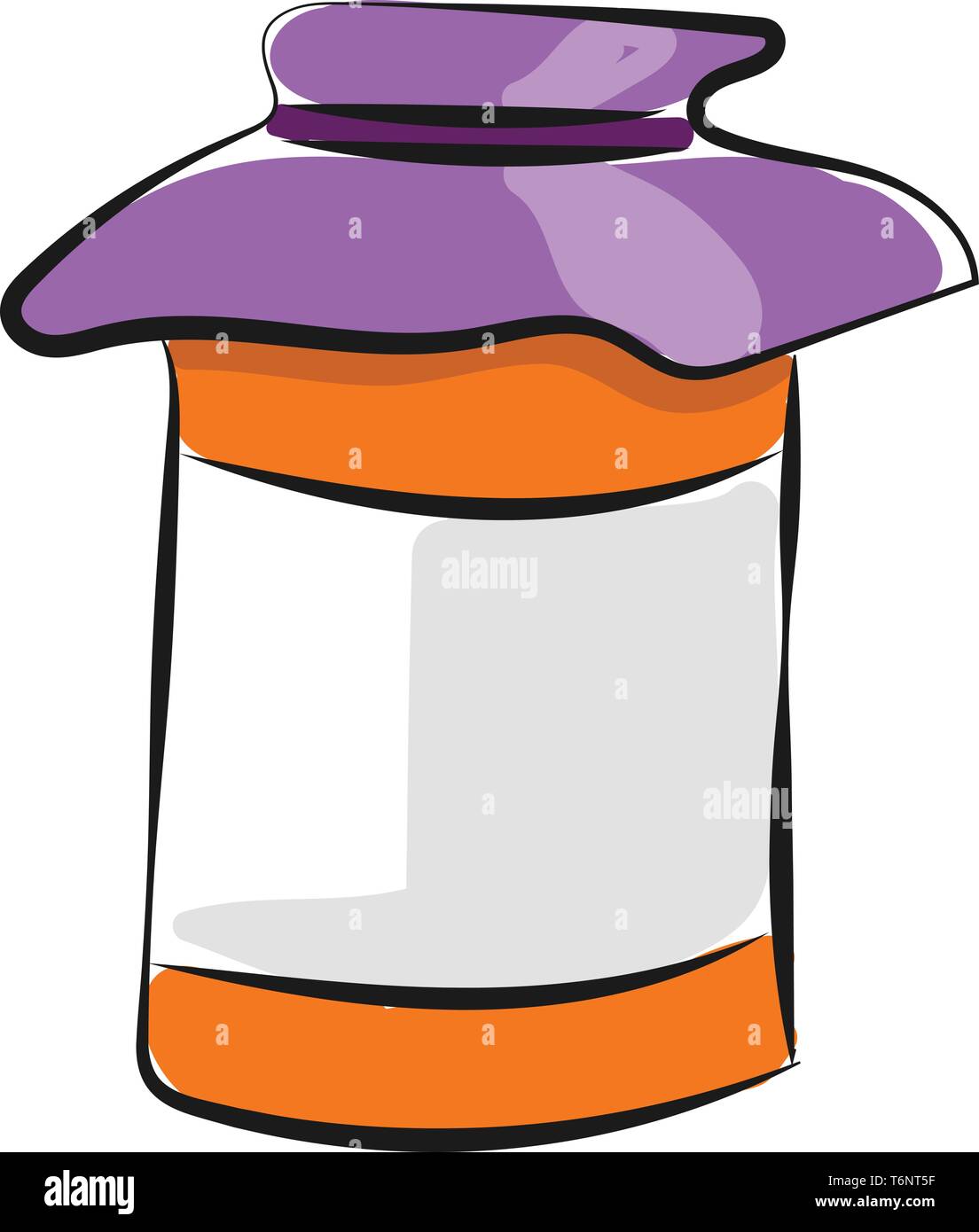 Dessin d'une bouteille de blanc avec de la confiture d'orange à bandes horizontales les deux extrêmes a un bouchon à vis violette modernisé vector dessin en couleur ou d'illustratio Illustration de Vecteur