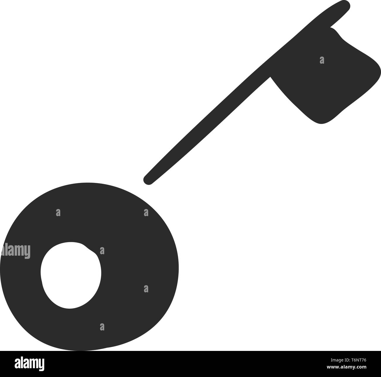 Une longue clé noir avec un design en forme de cercle creux vers la fin vector dessin en couleur ou de l'illustration Illustration de Vecteur