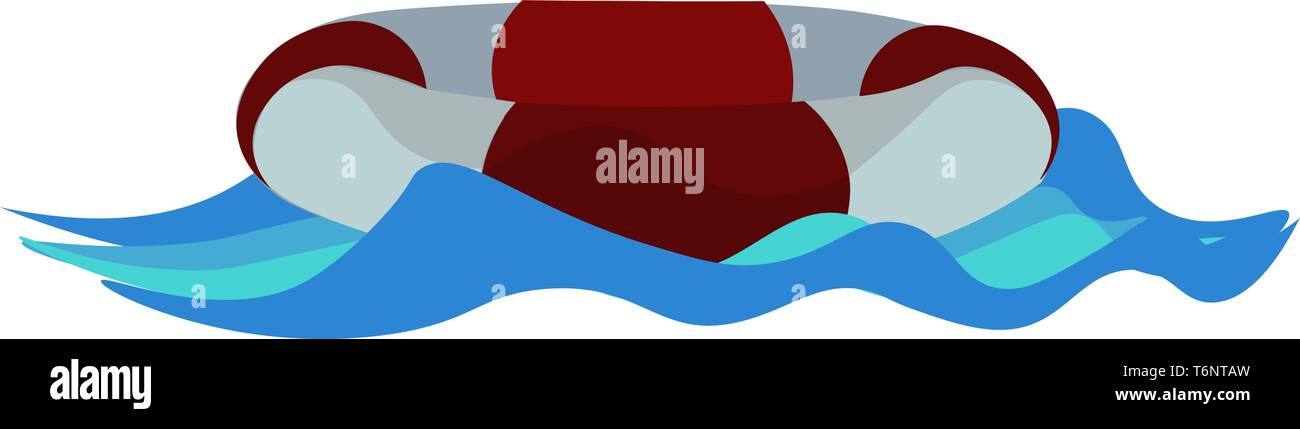 Une peinture d'un anneau de matériau gonflable flottant ou en rouge et blanc reste à flot dans la mer vector dessin en couleur ou de l'illustration Illustration de Vecteur