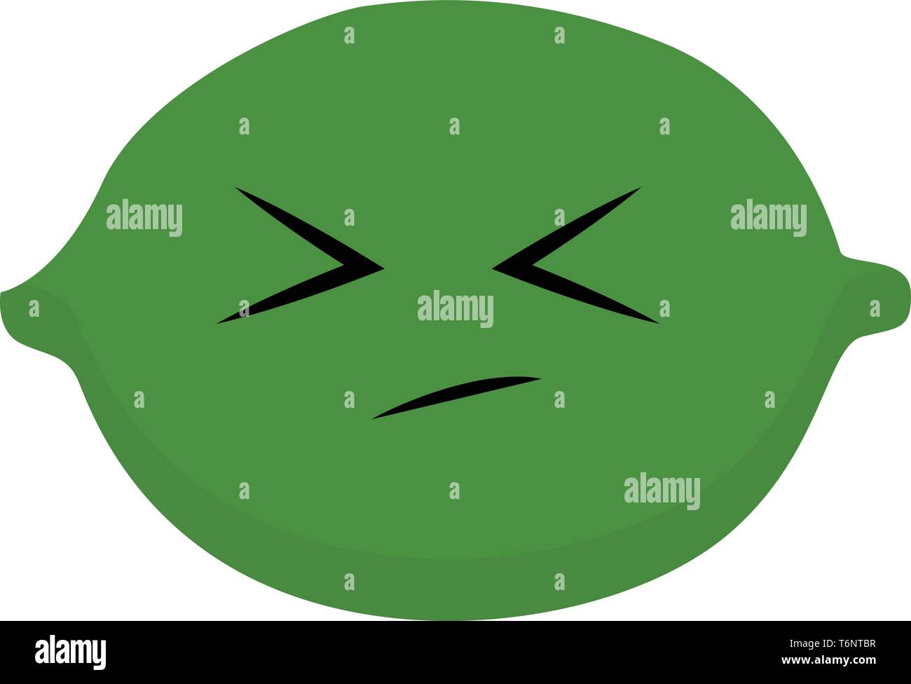 Triste Emoji lime vert avec deux yeux a un sourire sur son visage l'expression vector dessin en couleur ou de l'illustration Illustration de Vecteur