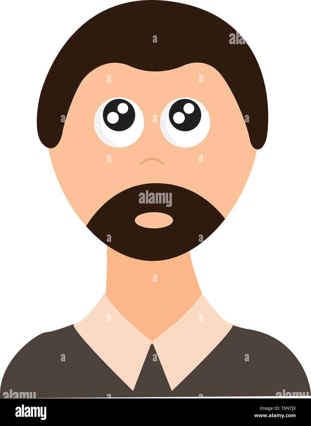 Clip-d'un homme dans une chemise brune avec des yeux jusqu'a les cheveux bruns et un vecteur barbe élégant dessin en couleur ou de l'illustration Illustration de Vecteur