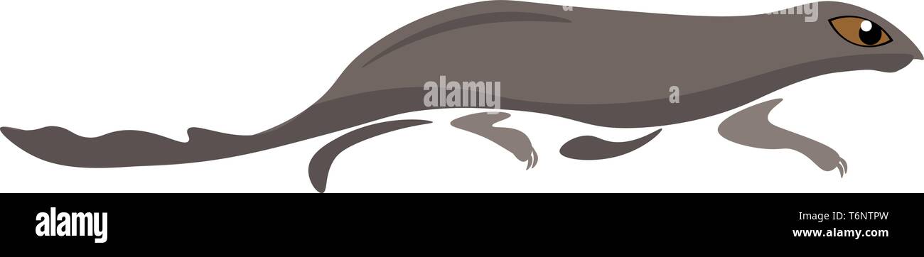 Clipart d'un petit mammifère carnivore de couleur brune avec un corps allongé et une très longue queue et un manteau gris marche avec ses quatre jambes vector Illustration de Vecteur