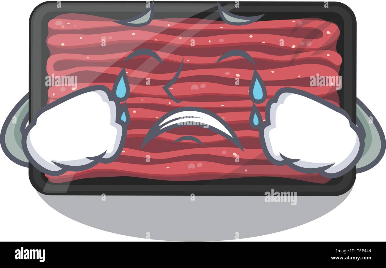 Pleurer la viande hachée dans la caricature d'un réfrigérateur Illustration de Vecteur