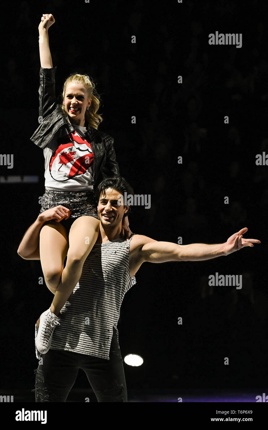 Laval (Québec). 01 mai, 2019. Kaitlyn Weaver étant détenu par Andrew Poje pendant les Stars On Ice show à Place Bell à Laval, au Québec. David Kirouac/CSM/Alamy Live News Banque D'Images