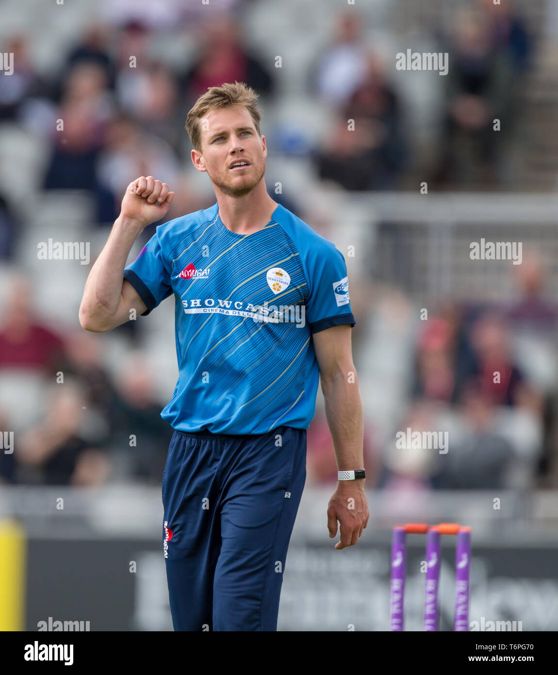 Unis Old Trafford, Manchester, Royaume-Uni. 2 mai, 2019. Royal London One Day Cup cricket, Lancashire versus Derbyshire ; Derbyshire's Luis Reece : Action Crédit Plus Sport/Alamy Live News Banque D'Images