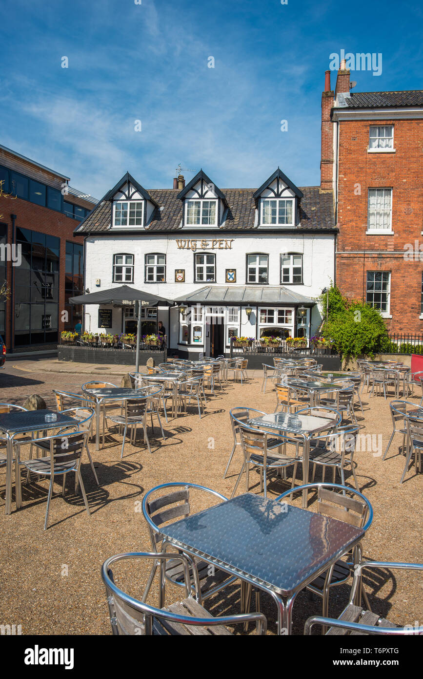 La perruque et un stylo, un pub traditionnel à seulement quelques minutes à pied du centre-ville de Norwich. Le Norfolk. L'East Anglia. L'Angleterre. UK. Banque D'Images