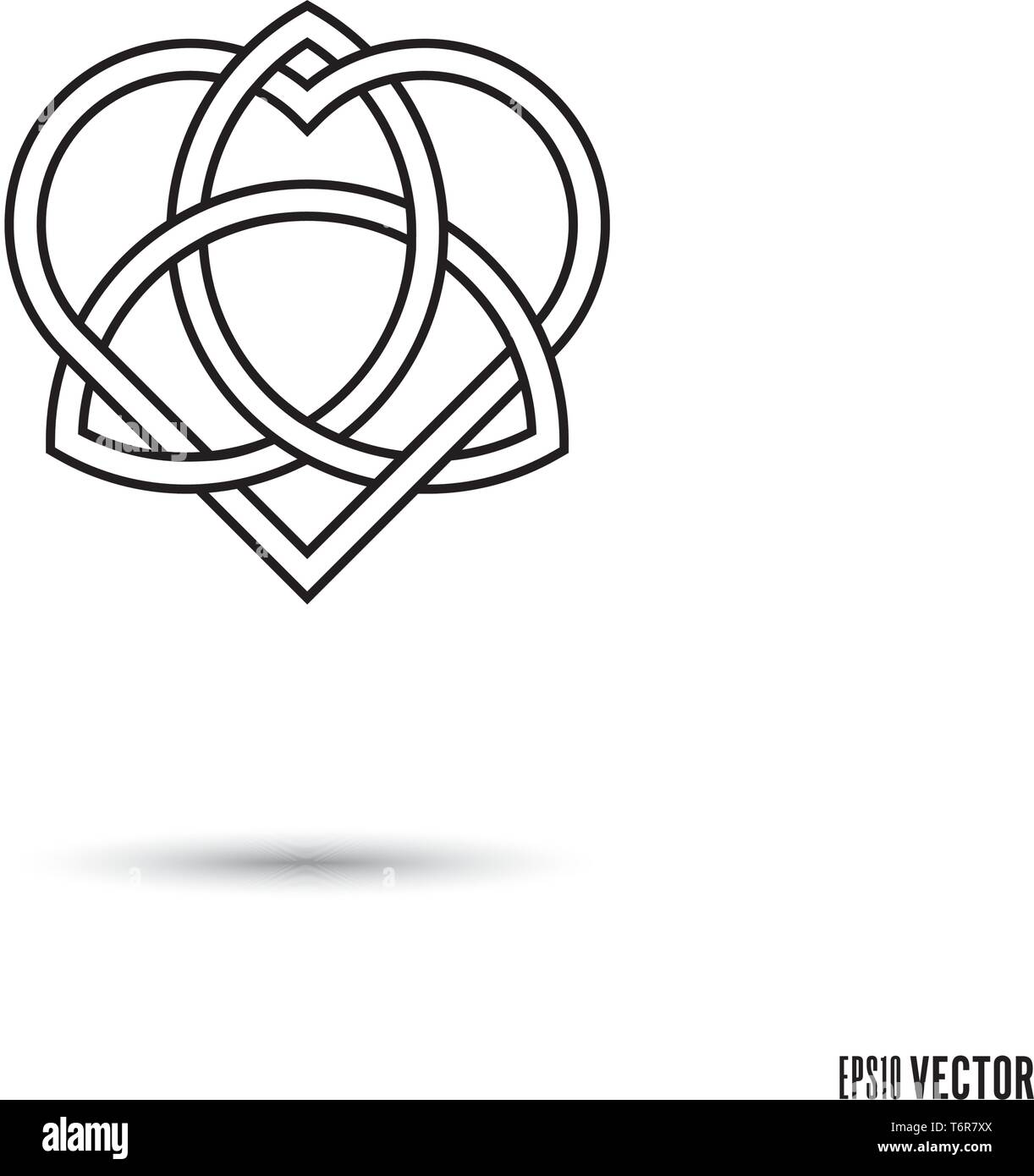 Celtic love knot, forme de coeur entrelacés symbole triquetra et ruban infini contours vector illustration Illustration de Vecteur