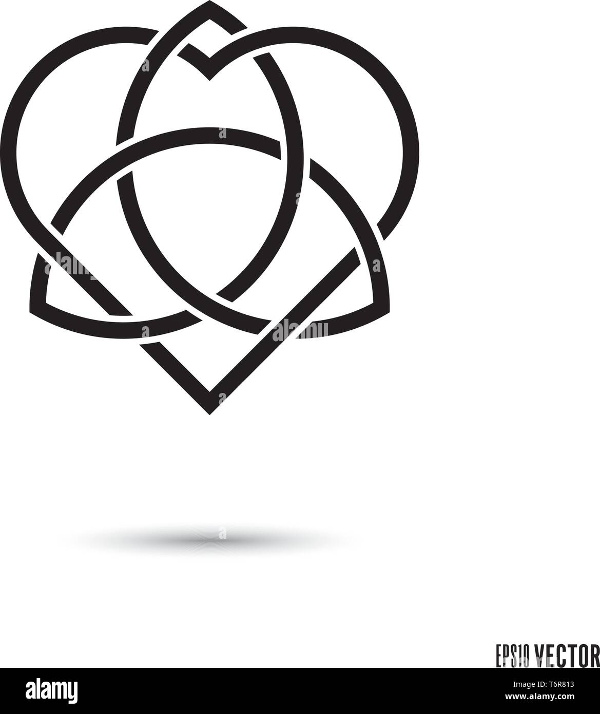 Celtic love knot, forme de coeur entrelacés symbole triquetra et rubans sans fin vector illustration Illustration de Vecteur