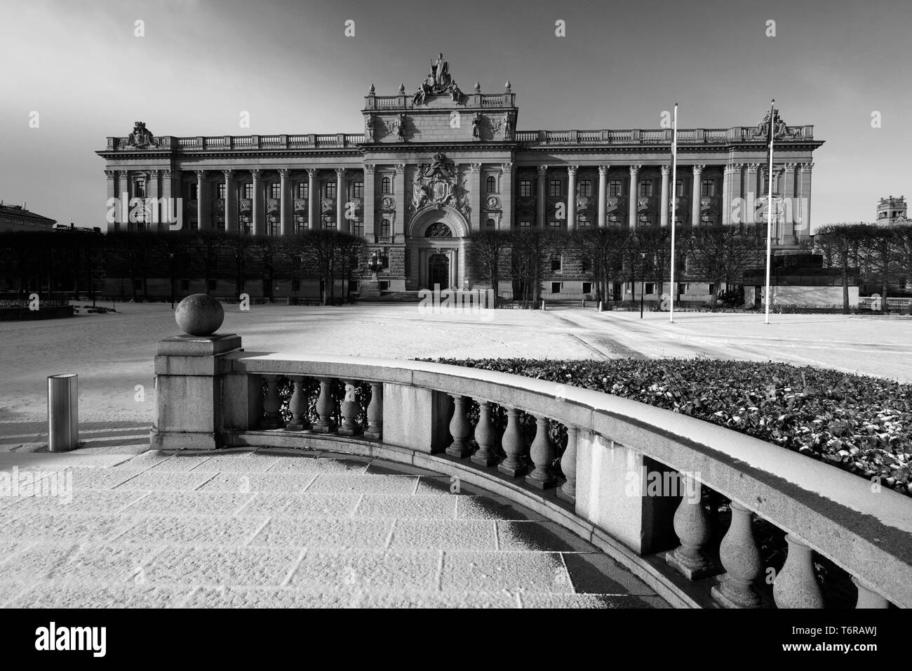 Vue d'hiver de la Maison du Parlement, Helgeandsholmen, Ville de Stockholm, Suède, Europe Banque D'Images