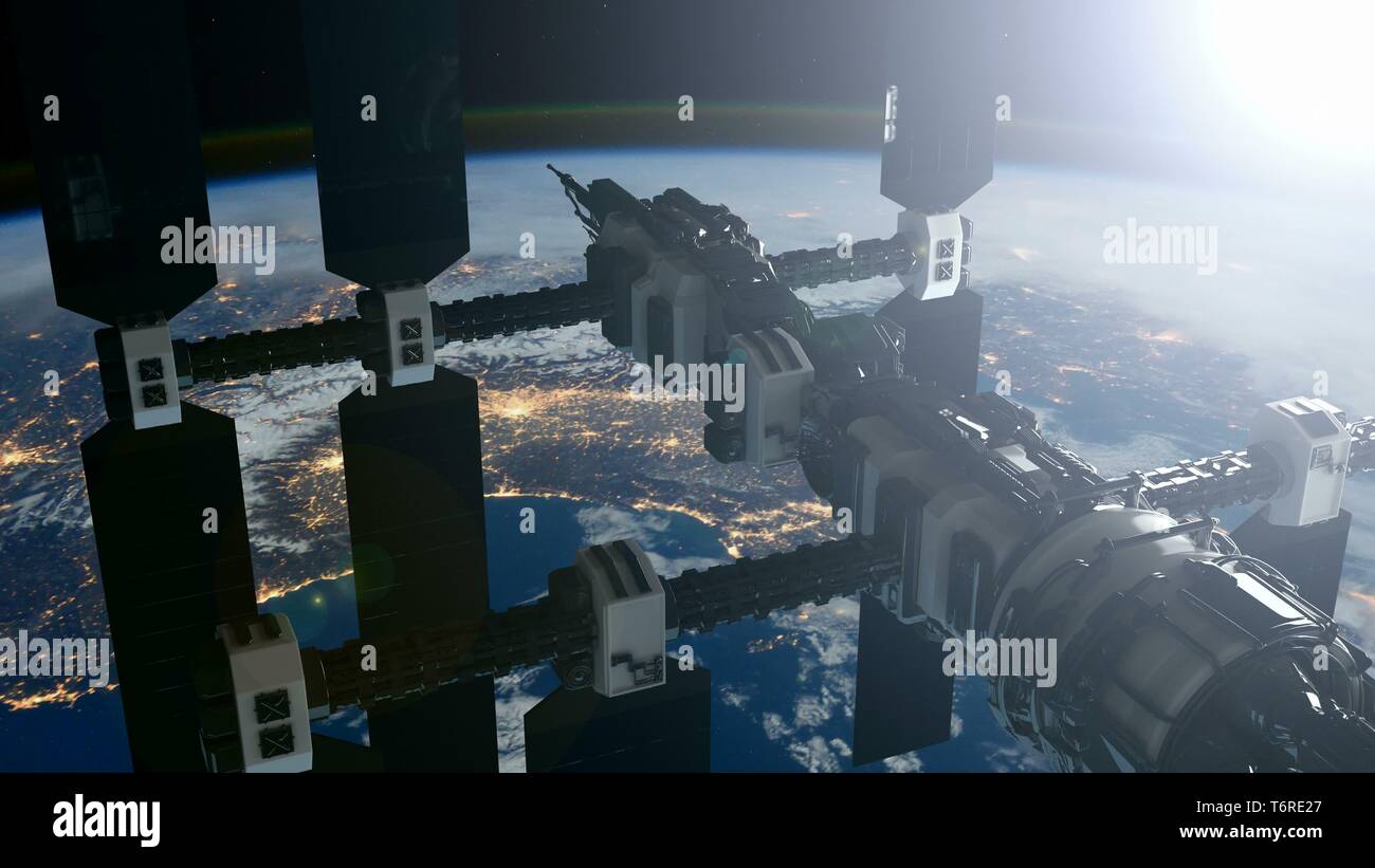 Station spatiale internationale en orbite autour de la Terre Banque D'Images