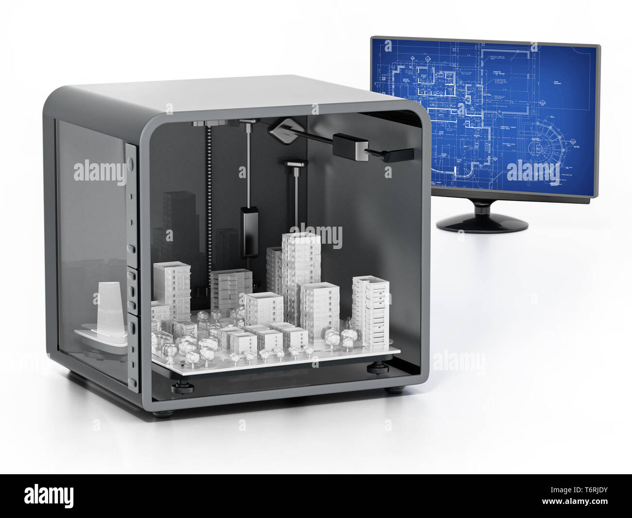 Modèle architectural imprimé dans une imprimante 3D. Dimensions 3D. Banque D'Images