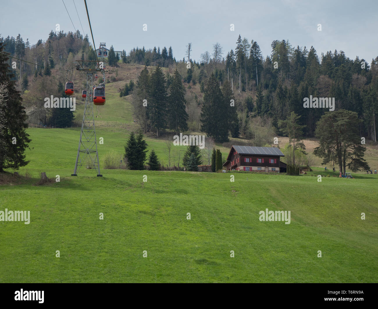 Beaux paysages de neige Alpes Suisse funiculaire Banque D'Images