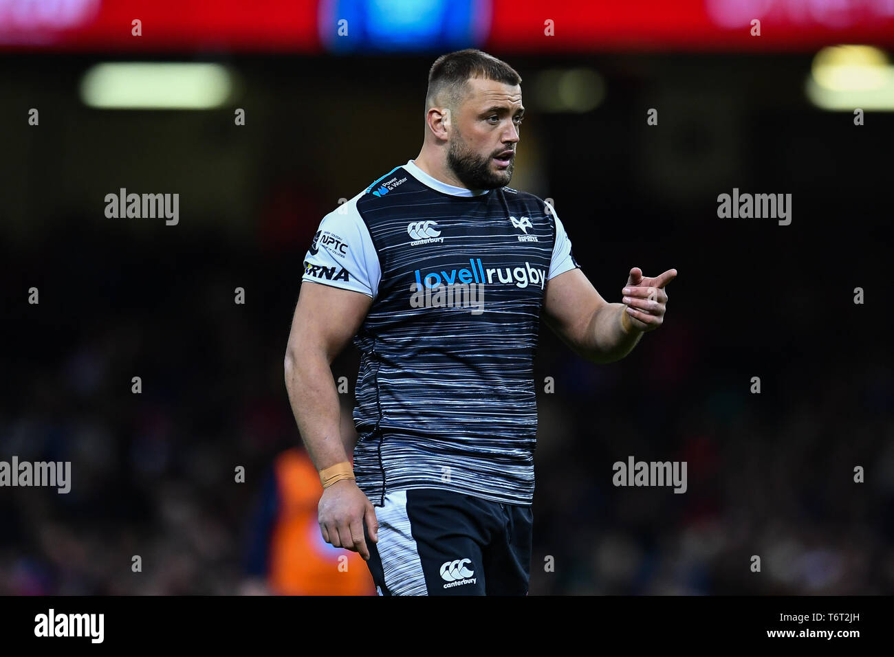 27 AVRIL 2019 , Principauté Stadium , Cardiff, Pays de Galles ; pro Guinness 14's, Round 21, Cardiff Blues Vs Ospreys ; Sam Parry des Balbuzards Crédit : Craig Thomas/News Images Banque D'Images