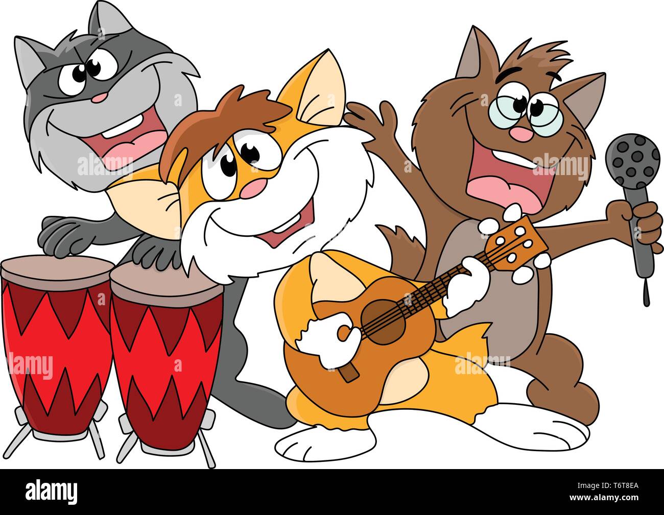 Cartoon groupe de chats faisant de la musique vector illustration Illustration de Vecteur