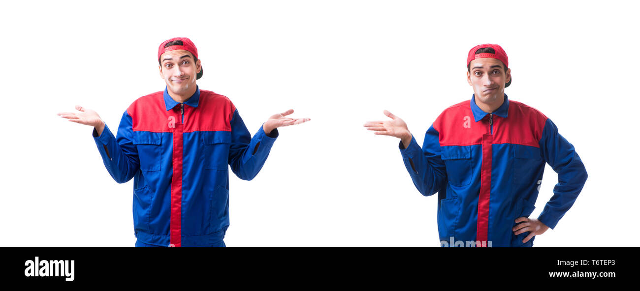 Employé de l'entrepreneur isolé sur fond blanc Banque D'Images