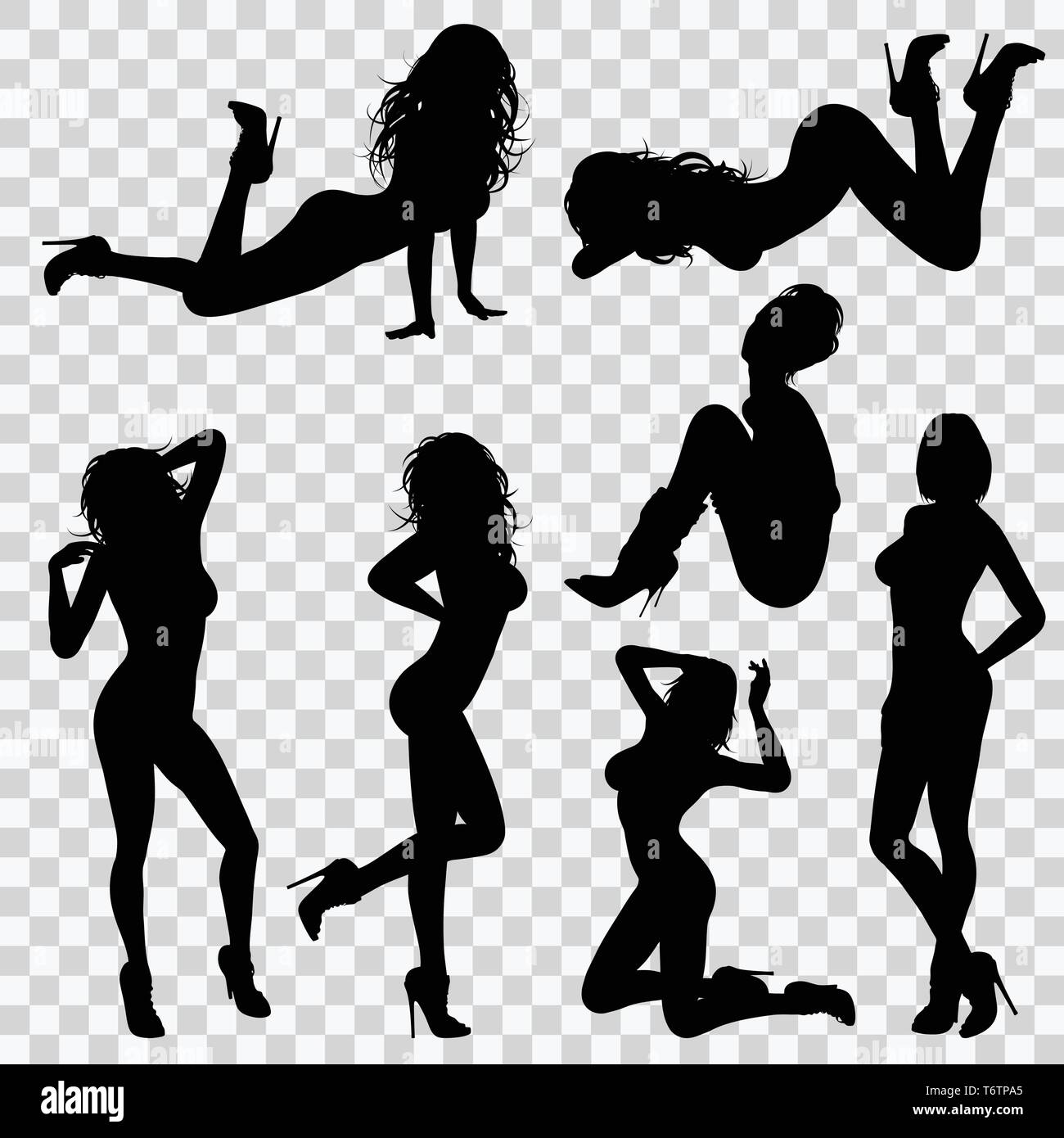 Silhouettes Sexy Girl Illustration de Vecteur