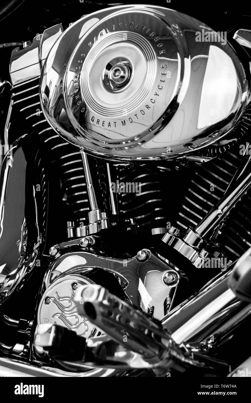Moteur de moto Harley Davidson, Close up. Banque D'Images