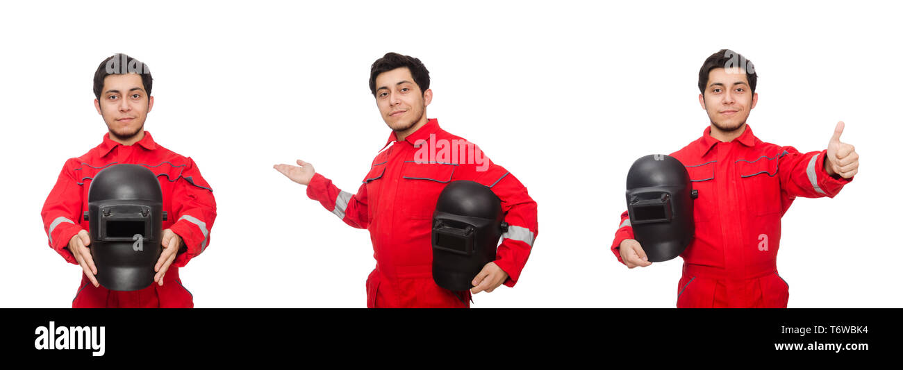 Soudeur drôle isolated on white Banque D'Images