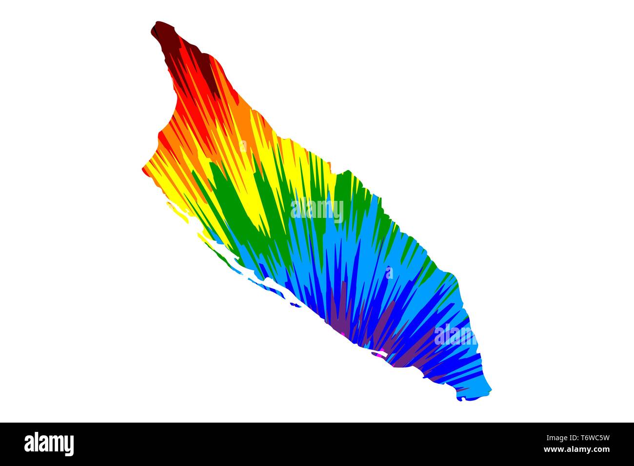 Aruba - carte est conçu rainbow résumé motif coloré, carte de l'île d'Aruba a fait de l'explosion de couleurs, Illustration de Vecteur