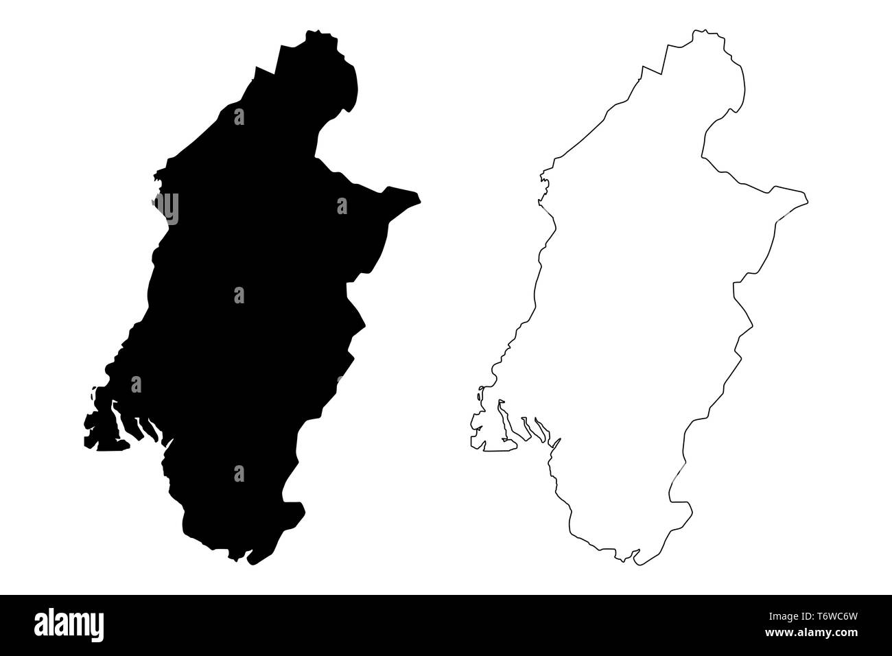 Région du Sud-Ouest (régions du Cameroun, République du Cameroun) map vector illustration gribouillage, croquis Région Sud-Ouest site Illustration de Vecteur