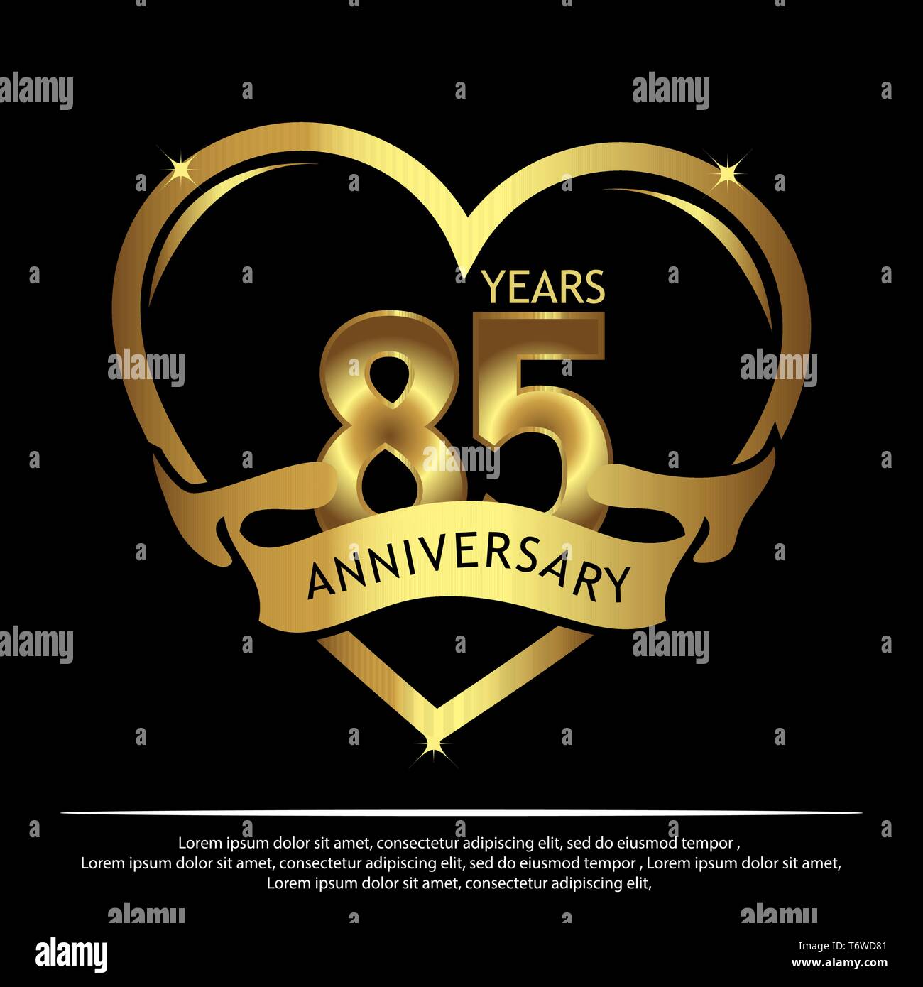 85 Ans Anniversaire Dore Anniversaire Modele De Conception Pour Le Web Jeu Creativite De L Affiche Depliant Brochure Magazine Flyer Carte Invitation Vector Image Vectorielle Stock Alamy