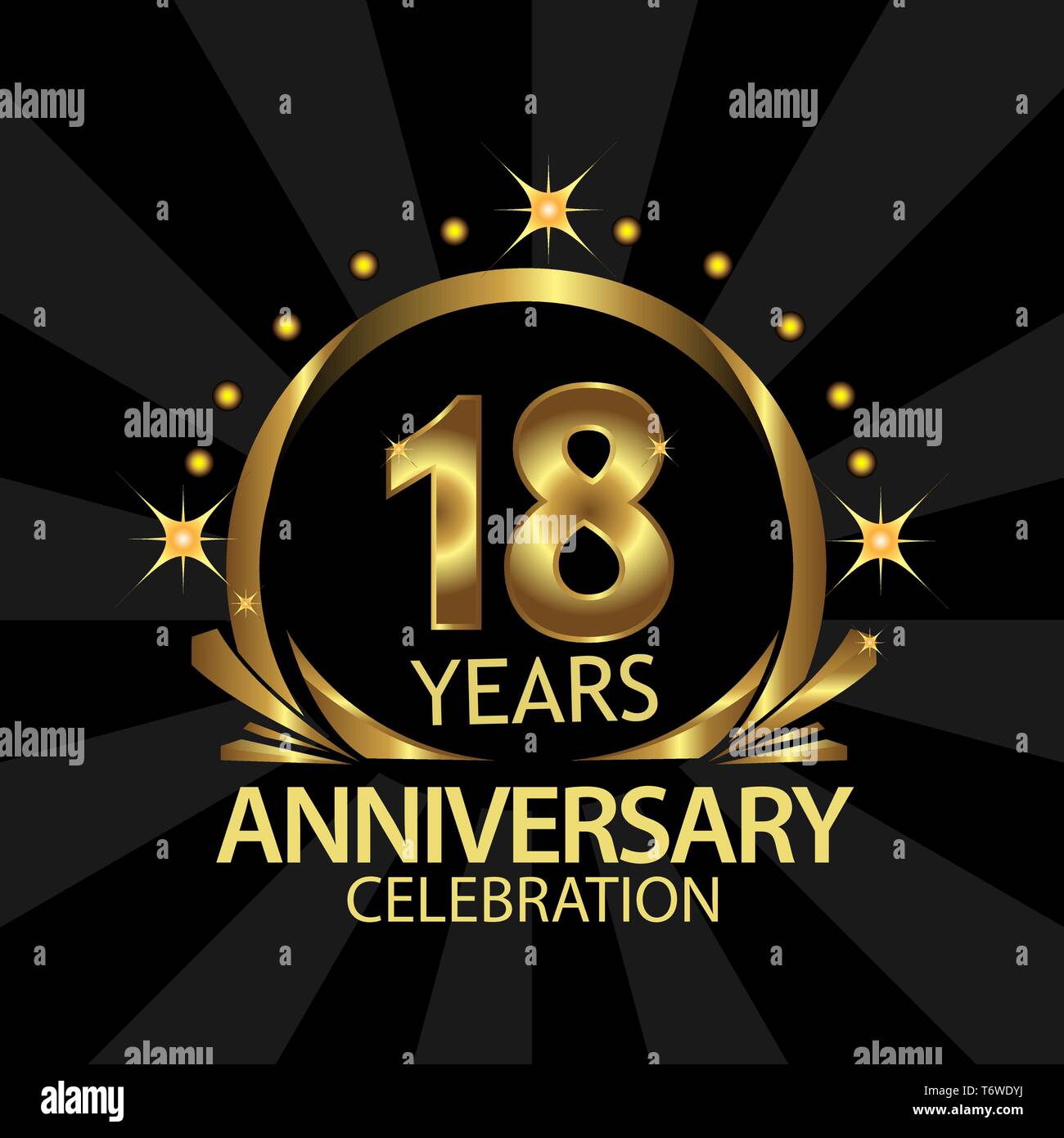 Dix Huit Ans Anniversaire Or Anniversaire Modele Design Pour Le Web Jeu Poster Creatif Livret Depliant Prospectus Magazine Carte D Invitation Image Vectorielle Stock Alamy