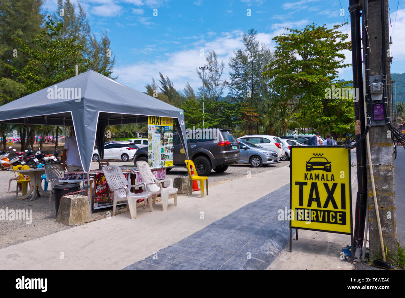 Un service de taxi, Kamala, l'île de Phuket, Thaïlande Banque D'Images