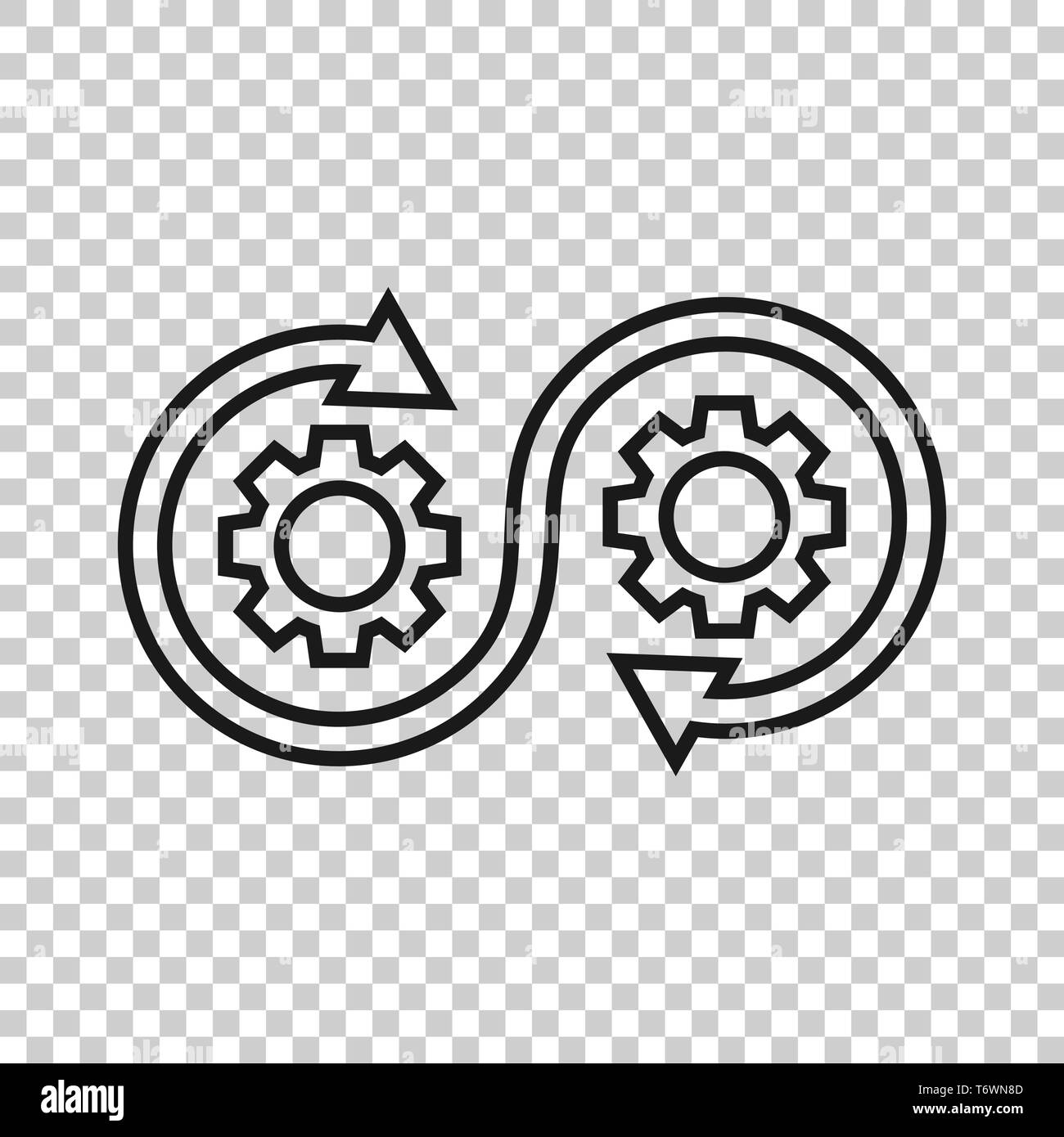 L'icône de style de développement transparent. Vector illustration Devops isolé sur fond. Cog avec flèche concept d'entreprise. Illustration de Vecteur