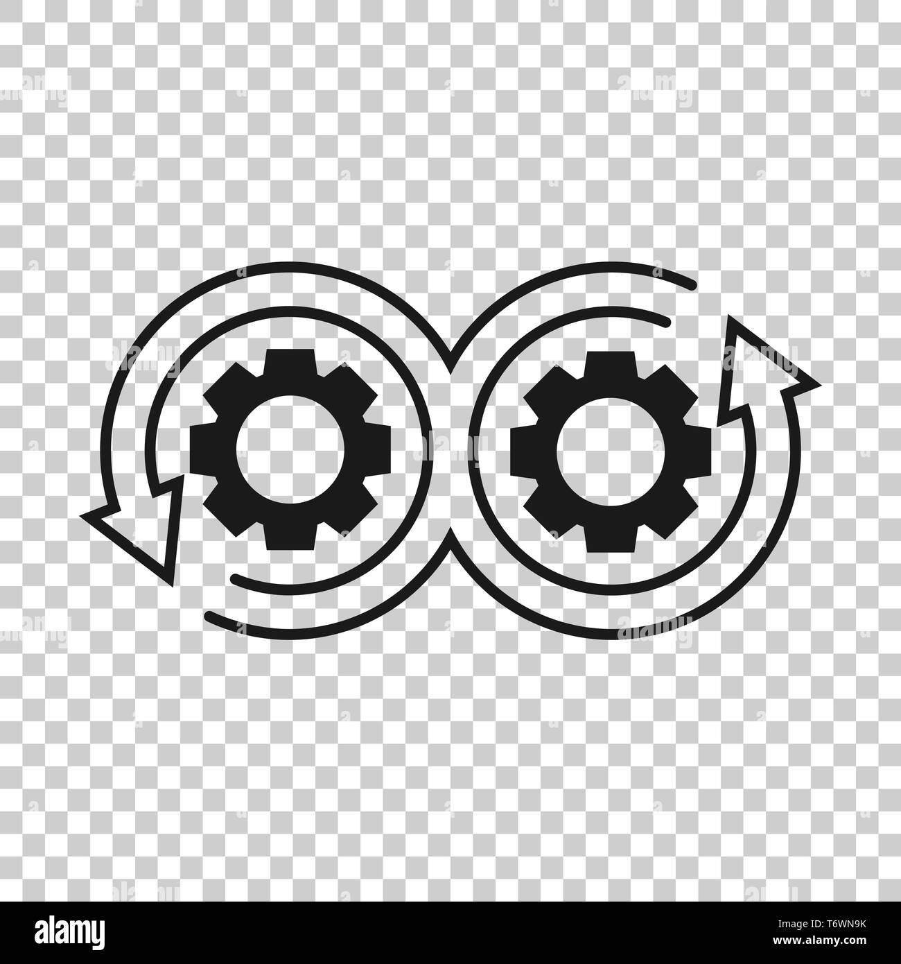 L'icône de style de développement transparent. Vector illustration Devops isolé sur fond. Cog avec flèche concept d'entreprise. Illustration de Vecteur