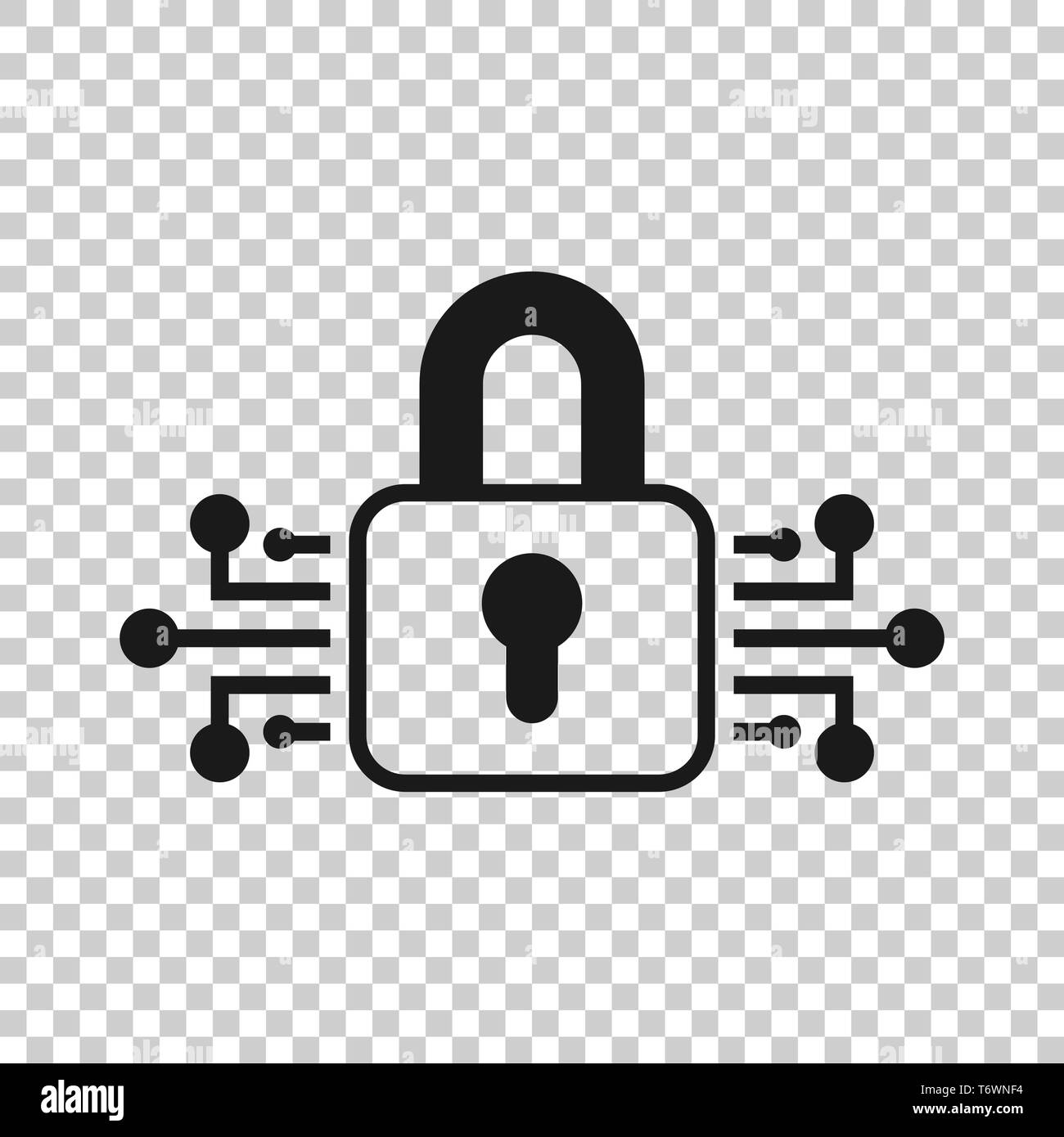 L'icône de la cybersécurité dans le style transparent. Cadenas verrouillé vector illustration sur fond isolé. Mot fermé concept d'entreprise. Illustration de Vecteur
